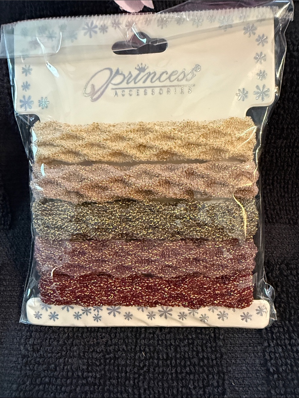 Metallic Glitter Stretch Hair Bands - Gold, Rose Gold, Green, Pink, Burgundy